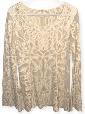 🌺Capri Embroidered Lace Sheer Long-Sleeve Blouse